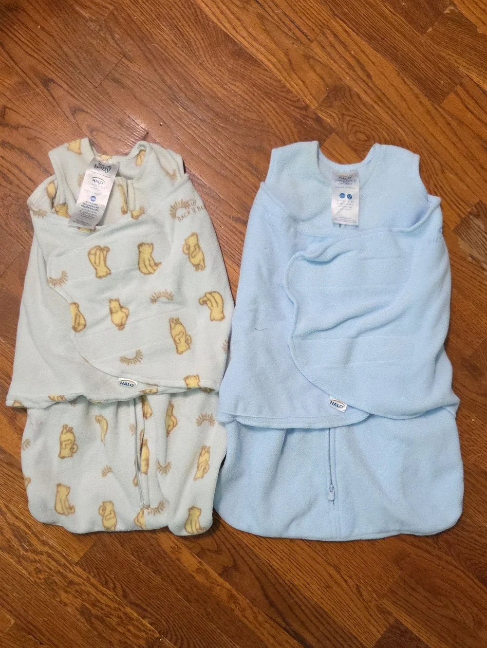 Halo Kids Sleep Sacks Set Light Blue Pale Blue Yellow Bear Print (2) 0 To 3m
